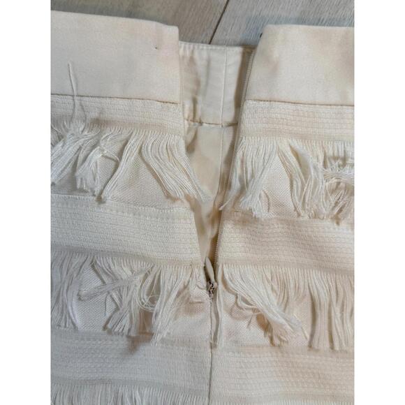 The Limited Fringe Beige Mini Skirt Size 0 - Picture 5 of 16